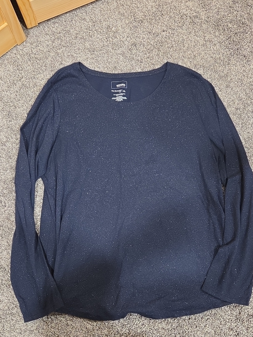 Sonoma Navy Blue Everyday Tee Long Sleeve Size XL